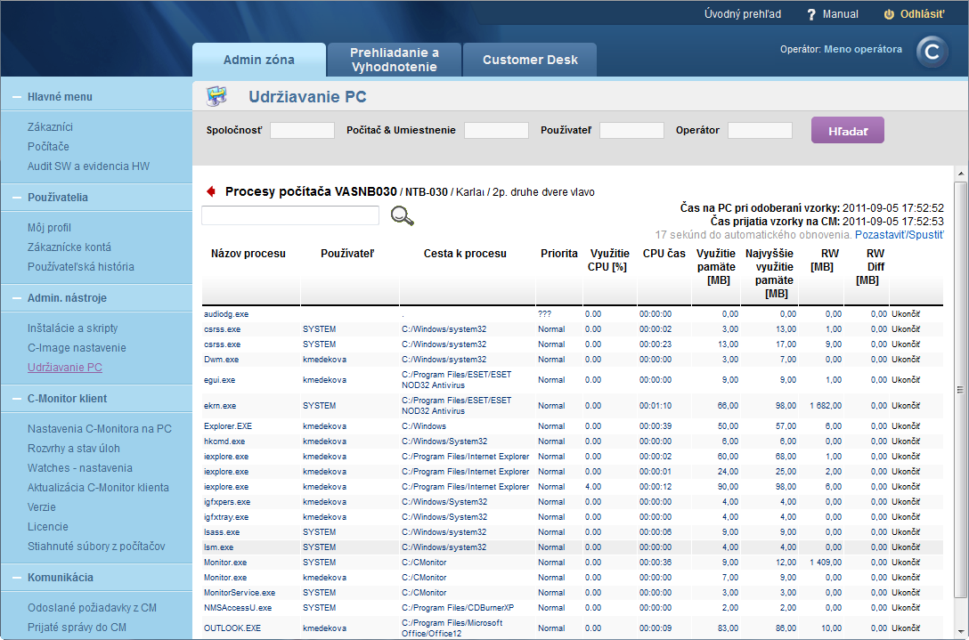 Customer Monitor CM Remote Operations